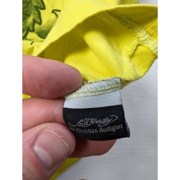 Vintage Ed Hardy Shirt Mens XXL Double Dragon Yellow Christian Audigier - Picture 7 of 10